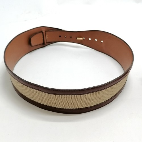 349 - Hermes late 1950's matching leather & canvas belt with gold tone detail with original Hermes retail ... 