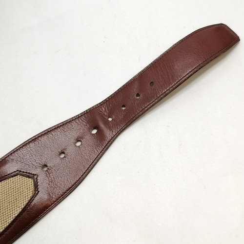 349 - Hermes late 1950's matching leather & canvas belt with gold tone detail with original Hermes retail ... 