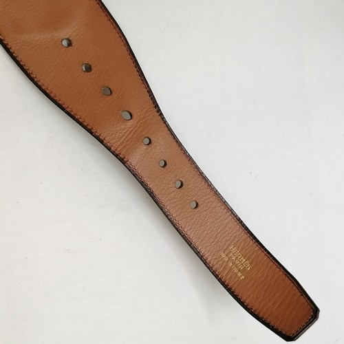 349 - Hermes late 1950's matching leather & canvas belt with gold tone detail with original Hermes retail ... 