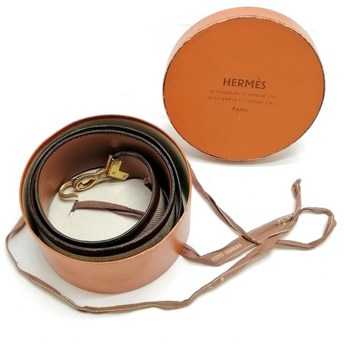 349 - Hermes late 1950's matching leather & canvas belt with gold tone detail with original Hermes retail ... 