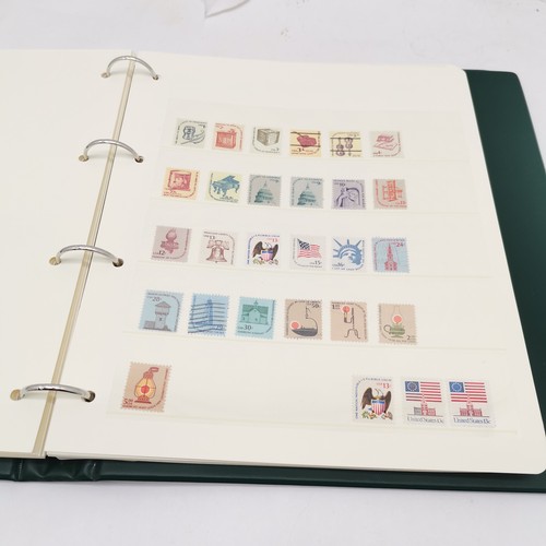 354 - Extensive USA stamp collection in 5 green folders in slipcases with mostly mint stamps / blocks / sh... 