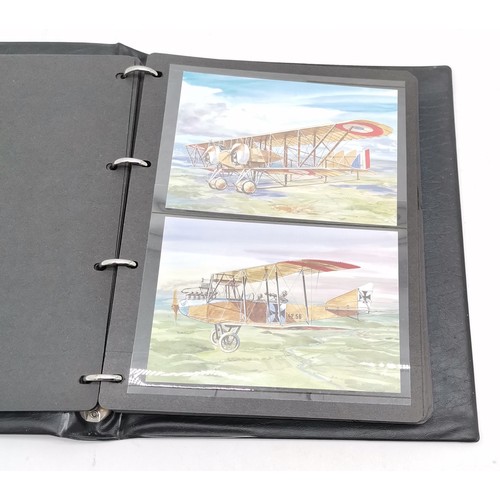 357 - RAF album containing set of 62 x postcards 'The Aeroplanes of the Great War (1914-1918) by Tony Theo... 