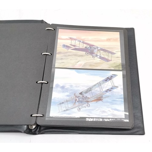 357 - RAF album containing set of 62 x postcards 'The Aeroplanes of the Great War (1914-1918) by Tony Theo... 