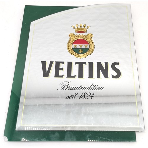 366 - German adverting mirror for Veltins established in 1824, slight chip to corner.