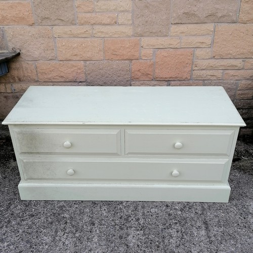 371 - 2 over 1 pine drawer base with green paint finish - 120cm x x 46cm x 54cm deep