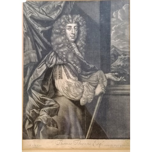 372 - Framed 17th century mezzotint print of landowner Thomas Thynne (1648–82) by Alexander Browne after S... 