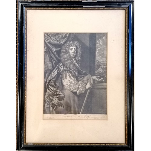 372 - Framed 17th century mezzotint print of landowner Thomas Thynne (1648–82) by Alexander Browne after S... 