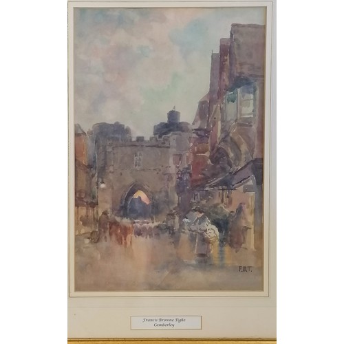 378 - Framed watercolour painting of Camberley by Francis Browne Tighe (c.1865-1936) - frame 57cm x 45cm