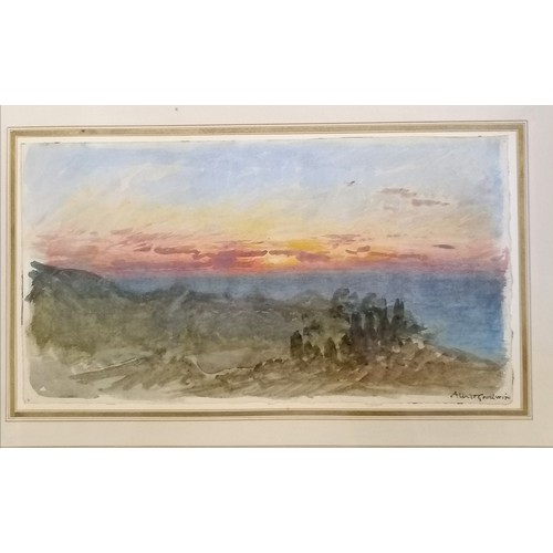 379 - Framed watercolour painting of bay of Naples by Albert Goodwin (1845-1932) - frame 36cm x 46.5cm (sl... 