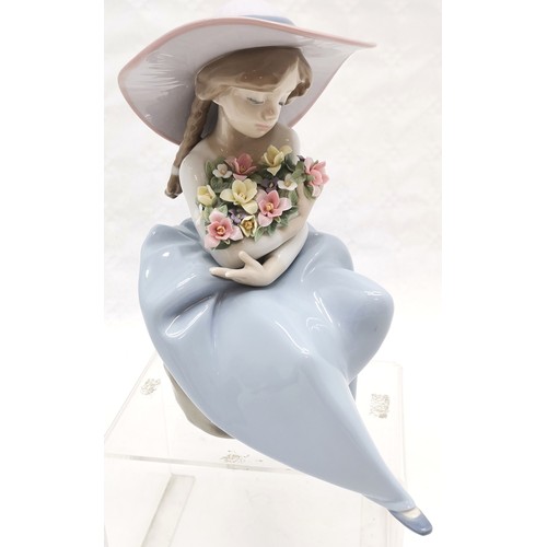 399 - Lladro Lady with parasol and dog, 36cm high, 1920's style 'Lady of Nice' 35cm high, t/w seated lady ... 