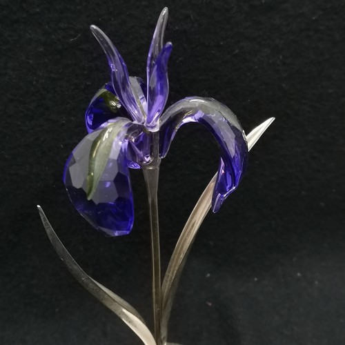 410 - Swarovski crystal Blue iris on stand, 20 cm high. t/w daisy head, all good condition.