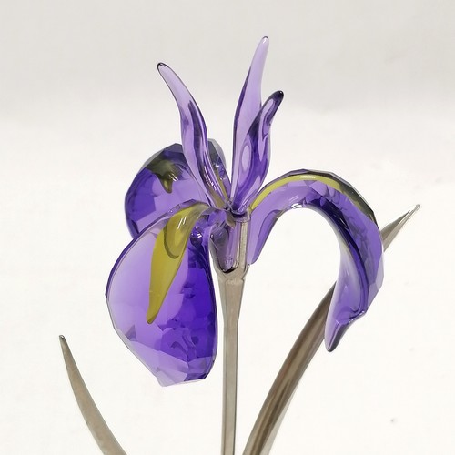 410 - Swarovski crystal Blue iris on stand, 20 cm high. t/w daisy head, all good condition.