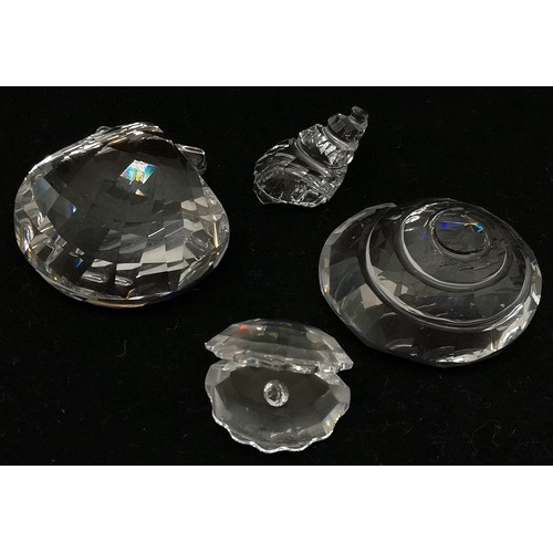 411 - Swarovski Crystal Clam shell, oyster shell, and 2 others.