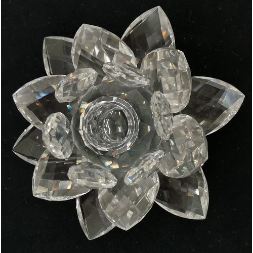 413 - Swarovski crystal lotus flower candleholder, 14 cm in diameter.