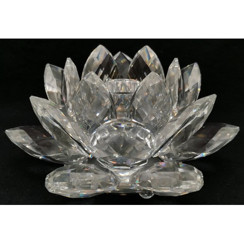 413 - Swarovski crystal lotus flower candleholder, 14 cm in diameter.