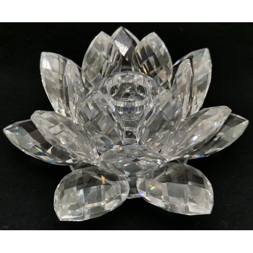 413 - Swarovski crystal lotus flower candleholder, 14 cm in diameter.