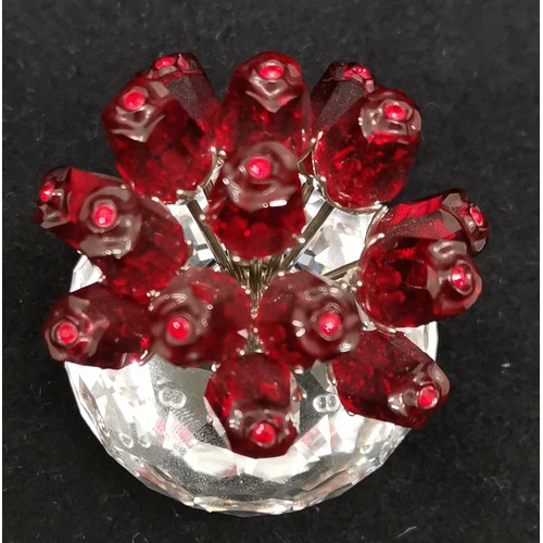 414 - Swarovski crystal bunch of red tulips in vase, 7 cm high, good condition.