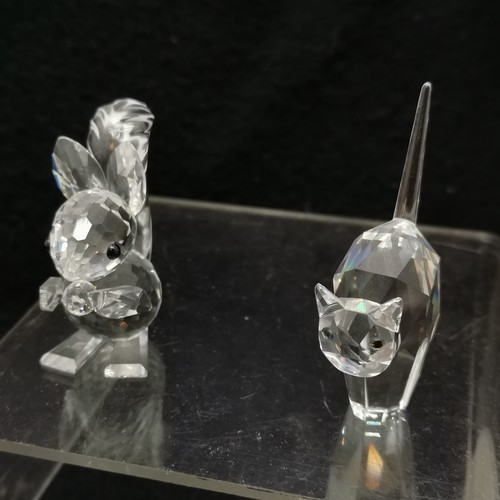 416 - Collection of Swarovski crystal animals to include squirrel, 4.5 cm high, owl, rabbit missing ear, e... 