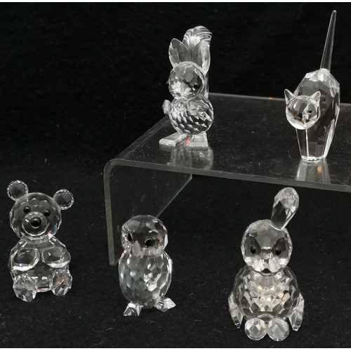 416 - Collection of Swarovski crystal animals to include squirrel, 4.5 cm high, owl, rabbit missing ear, e... 