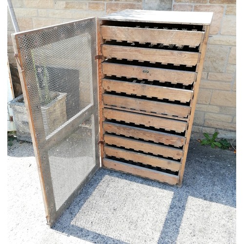 441 - Antique pine apple rack fitted with 10 drawers by Sutton & Sons Reading, signs of  woodworm, 67 cm w... 