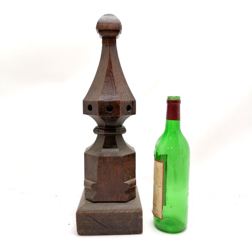 449 - Antique carved oak finial for a newel post 46cm high x 14cm x 14cm- no woodworm or cracks