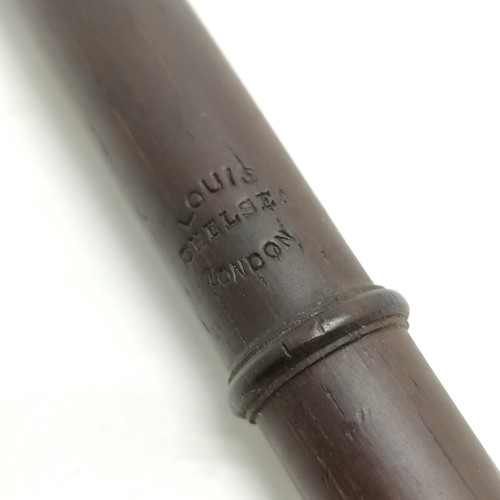 459 - Antique wooden 3 hole pipe or galoubet by Louis Chelsea London - 31.7cm