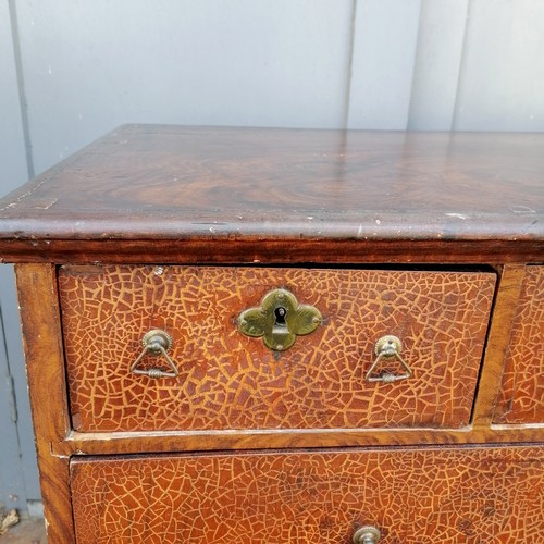 471 - 17th Century oak William & Mary chest of 3 short and 3 long graduated drawers, with brass triangular... 