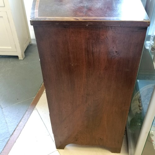 475 - Antique mahogany and satinwood inlaid bow front chest of 2 short and 3 long graduated drawers, 104 c... 