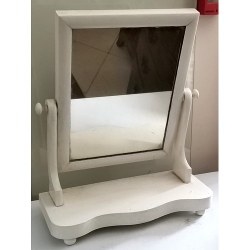 478 - White painted swing toilet mirror, 46.5 cm wide, 19 cm deep, 58 cm high, used condition.