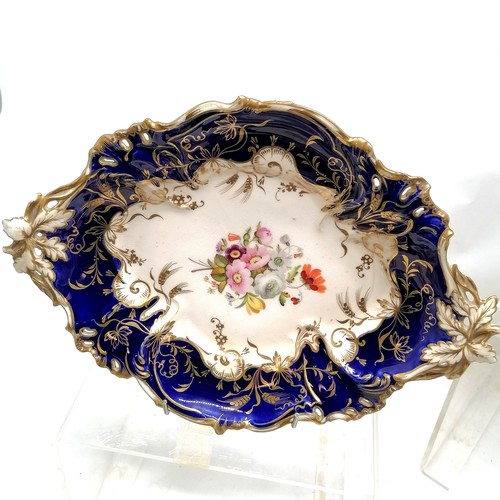 505 - Victorian hand decorated floral & gilded dessert service comprising fruit comport (25cm high and has... 