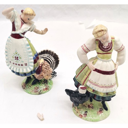 507 - c.1955 Beswick figure of a 'Polish girl with hen' #1222 - 18 cm high, t/w similar figure 'Hungarian ... 