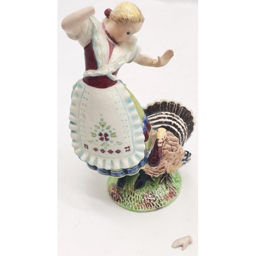 507 - c.1955 Beswick figure of a 'Polish girl with hen' #1222 - 18 cm high, t/w similar figure 'Hungarian ... 