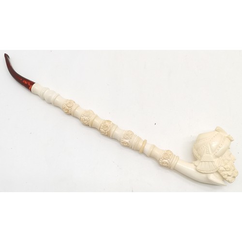 513 - Large scale meersham pipe in the form of a Middle Eastern gentleman in original fitted case - 42cm l... 