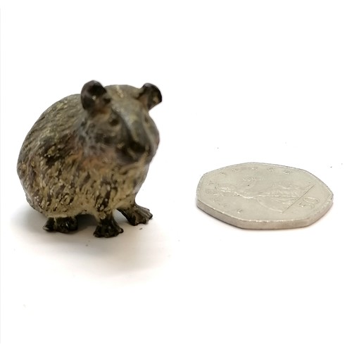 541 - Antique cold painted bronze study of a guinea pig marked Geschutz to base - 3cm high