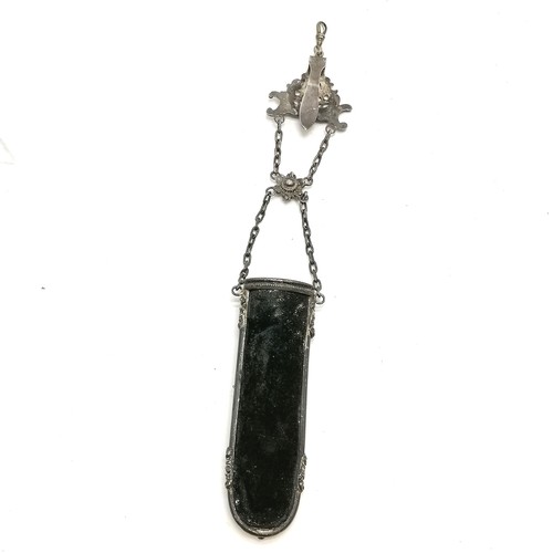 548 - Antique spectacles case with chatelaine type hook - total length 29cm