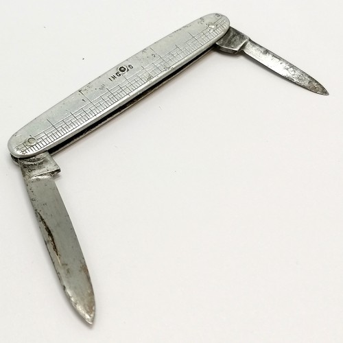 549 - Unusual antique pocket penknife by G Butler & Co (Sheffield) with postal rates & measure  / rule to ... 