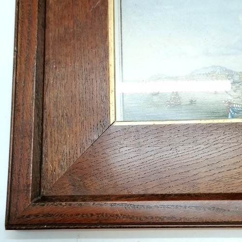 576 - Pair of deep oak frames with prints - 25cm x 31cm