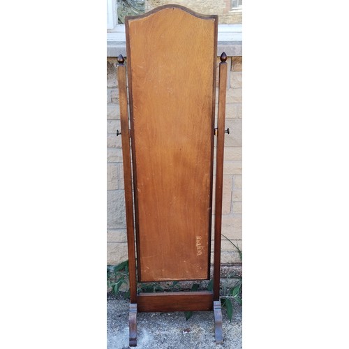 586 - Vintage mahogany framed full length cheval mirror, 49 cm wide, 30 cm deep, 151 cm high, in good used... 