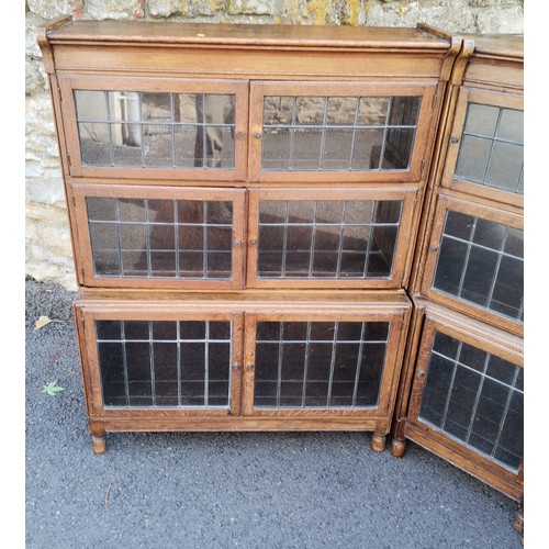 588 - 1930's oak interesting sectional corner library by Minty Ltd Library Specialists, Oxford, can be use... 