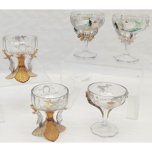 604 - Interesting collection of assorted Syria Shrine convention goblets, 1 being New Orleans April 1910, ... 