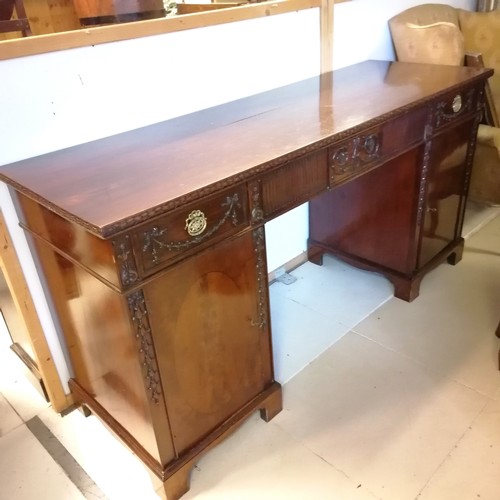 200 - Fitted twin pedestal sideboard containing qty of Garrards cutlery, 190 cm wide, 62 cm deep, 94 cm hi... 