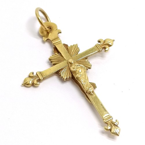 700A - Continental / French antique 18ct hallmarked gold crucifix in an Asprey box - total height 64mm & 11... 