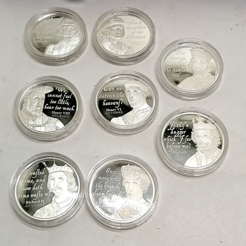 300A - Complete set of 8 x 2016 Cook Islands silver proof Shakespeare's Kings $2 coins in capsules ~ Ltd ed... 