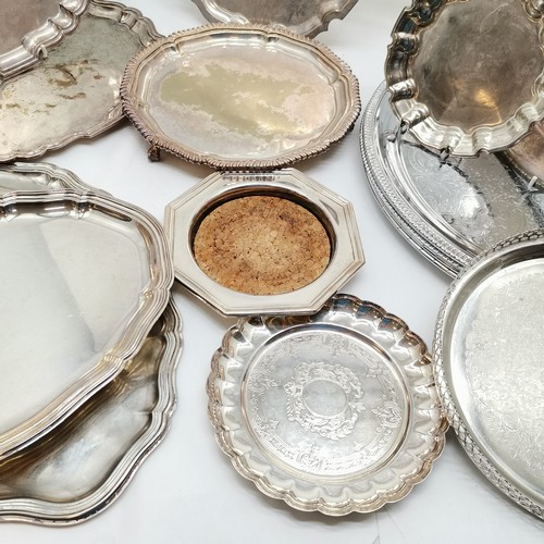 233 - Pair of silver plated Garrard's trays, Garrards salver heavily worn and collection of assorted trays... 