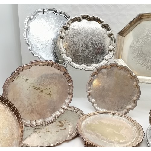 233 - Pair of silver plated Garrard's trays, Garrards salver heavily worn and collection of assorted trays... 