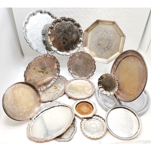 233 - Pair of silver plated Garrard's trays, Garrards salver heavily worn and collection of assorted trays... 