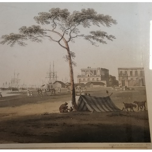 374 - Framed 1797 print 'View taken on the esplanade, Calcutta' #1 by Thomas (1749-1840) and William Danie... 