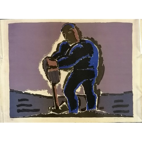 13 - Josef Herman OBE RA (1911–2000) signed lithograph of a man digging - 80cm x 58cm