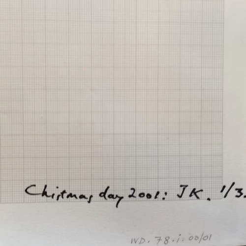 14 - Justin Knowles (1935-2004) original abstract red line on graph paper 'Christmas Day 2001' - 83.5cm x... 