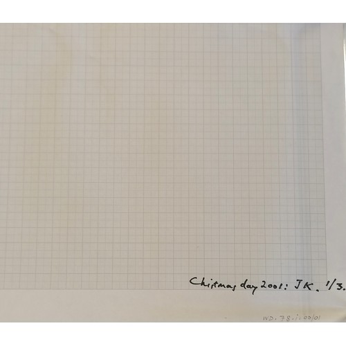 14 - Justin Knowles (1935-2004) original abstract red line on graph paper 'Christmas Day 2001' - 83.5cm x... 